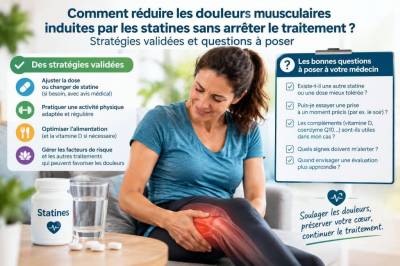 Comment réduire les douleurs musculaires induites par les statines sans arrêter le traitement : stratégies validées et questions à poser